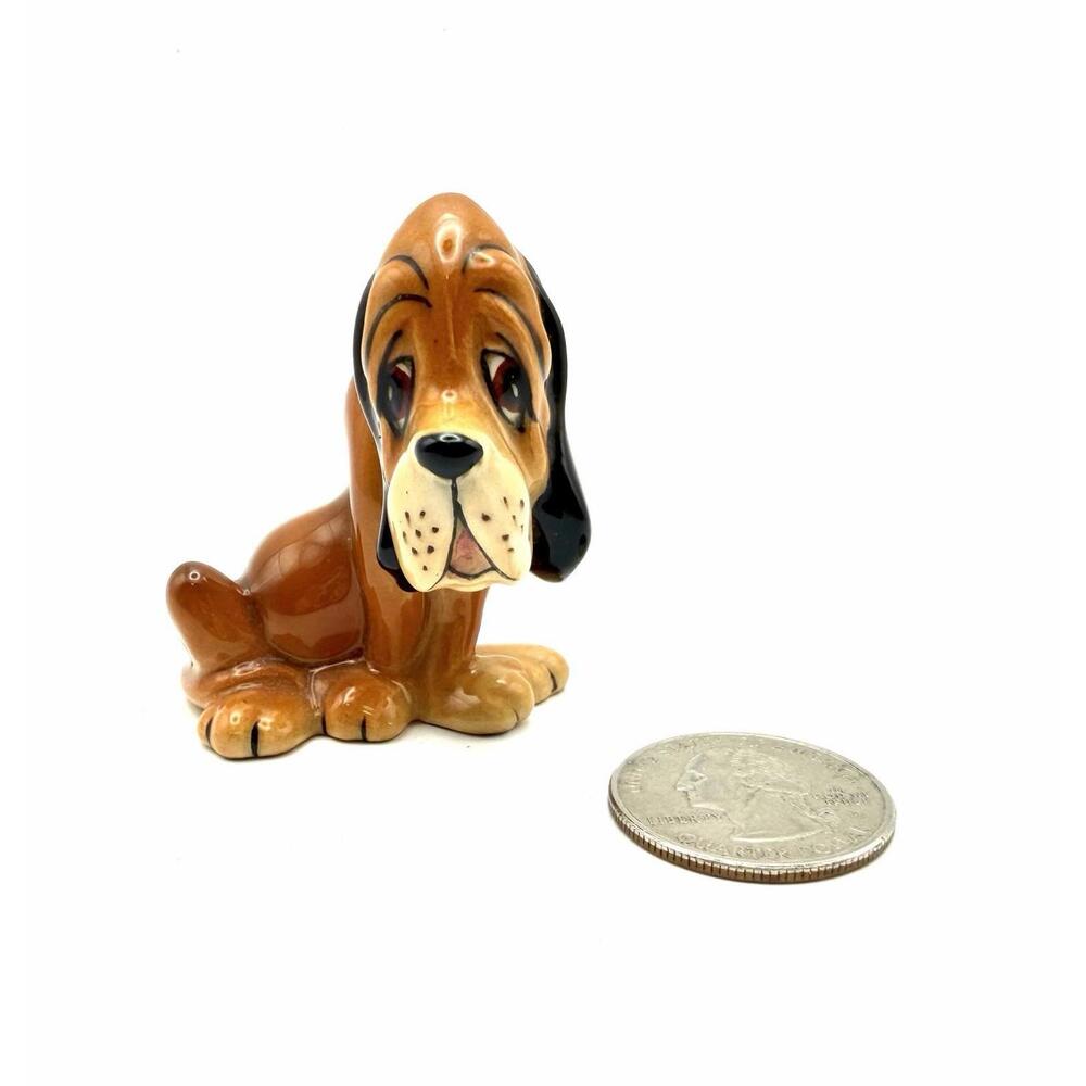 Vintage Basset Hound Porcelain Miniature Figurine